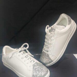 Rampage Lane White Silver Glitter Sneakers Women’s Size 9 – New in Box